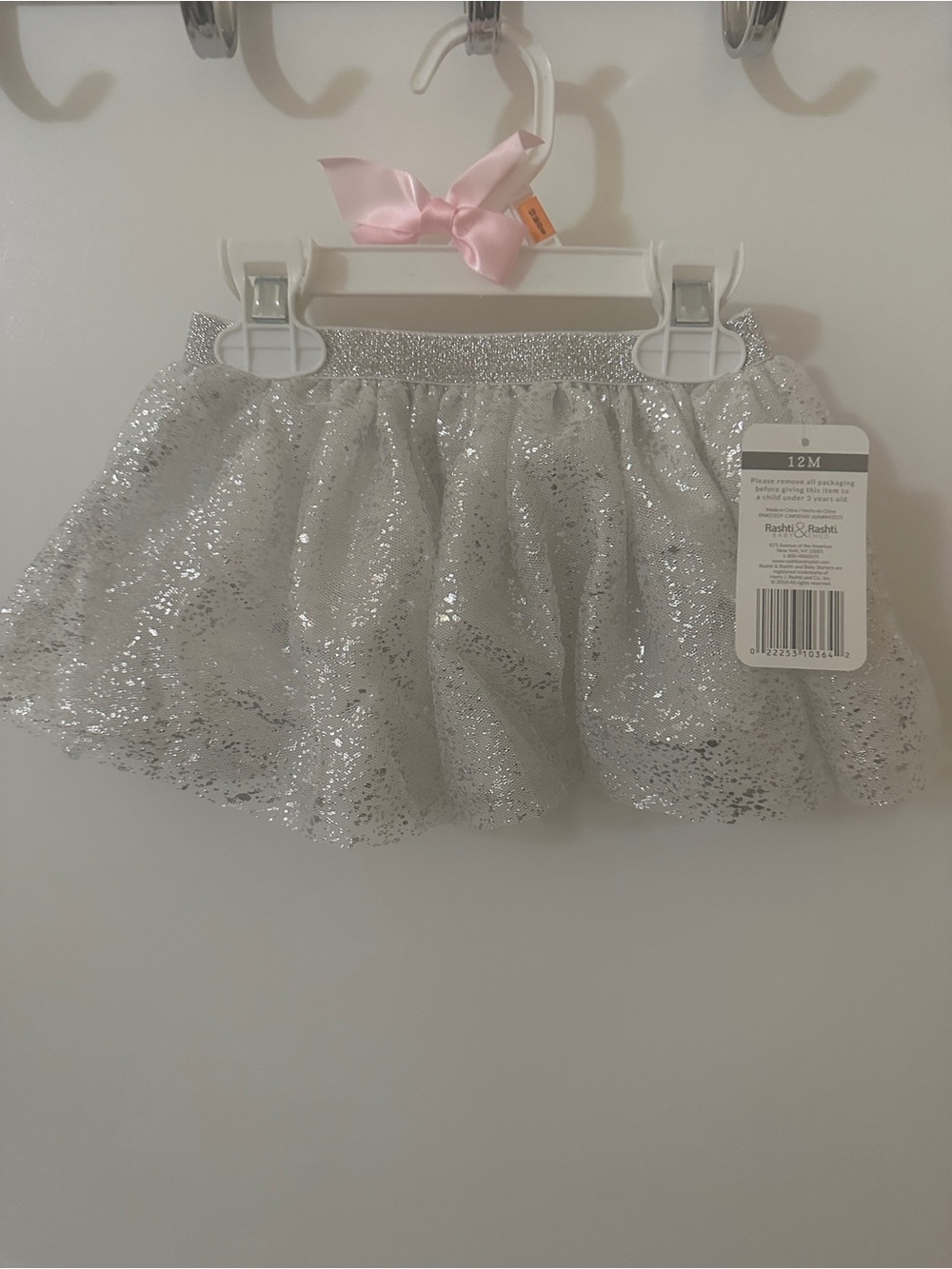 Silver Sparkle Tulle Tutu Skirt 12M First Birthday Cake Smash NWT